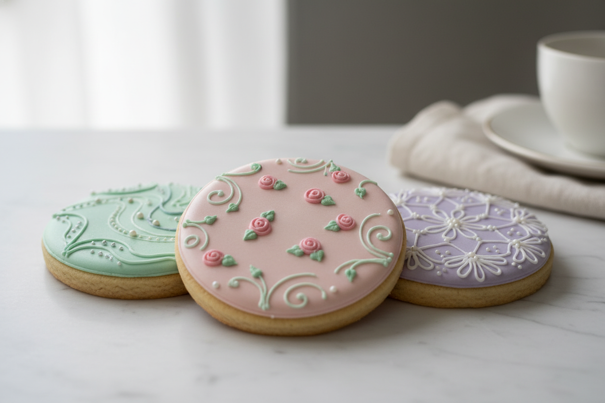 3 beautifully designed sugar cookies