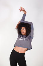 Grey Long Sleeve Crop Top