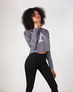 Grey Long Sleeve Crop Top