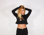 Black Long Sleeve Crop Top