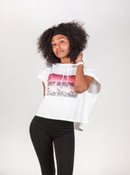 Short Sleeve White Hooded Crop Top