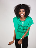 Short Sleeve Green Hooded Crop Top